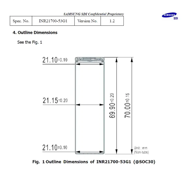 Samsung 53G 21700 5300mAh Battery